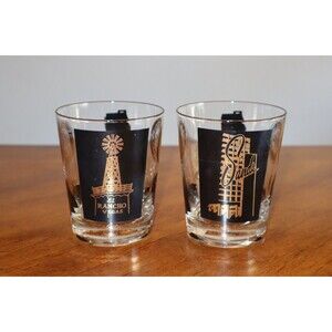 Vtg Lot x2 The Fabulous Strip Las Vegas Whiskey Rocks Bar Glass Sands El Rancho